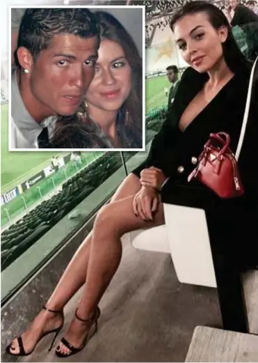  ??  ?? Support: Ronaldo’s lover Georgina Rodriguez. Inset: Star with accuser Kathryn Mayorga