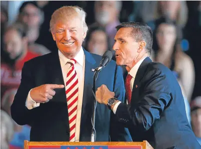  ?? Picture: Getty. ?? Former Trump national security adviser Michael Flynn, right, was charged by special counsel Robert Mueller for making false statements to the FBI during the Russia probe.