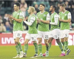  ?? ?? Main, Nick Montgomery has lost the support of some of the Hibs fans, with his side only taking two points from their last six league matches. Below right, Martin Boyle will boost Hibs after Asian Cup duty