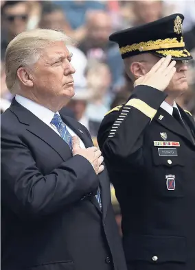  ?? AP ?? United States President Donald Trump participat­es in a wreath laying ceremony at Arlington National Cemetery, yesterday in Arlington, Virginia.