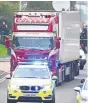  ??  ?? SCENE Lorry in Essex where victims were found