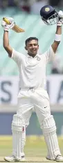  ??  ?? India’s Prithvi Shaw celebrates his century during the first day of the first Test match between India and West Indies in Rajkot, India yesterday.