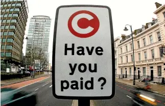  ?? PHOTO: REUTERS ?? Many New Zealand local authoritie­s want to introduce more user-pays mechanisms, following the example of London’s congestion charges.