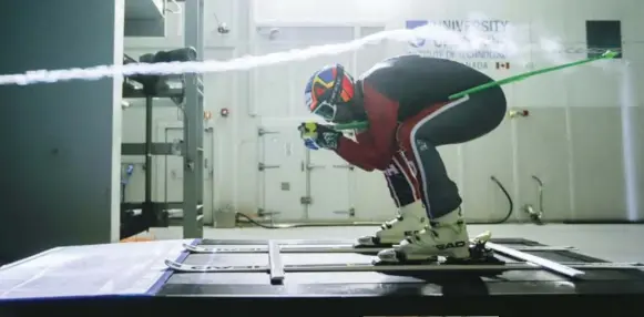  ?? BERNARD WEIL/TORONTO STAR ?? Manuel Osborne-Paradis knows what he needs to know about the complex science behind Canada’s ski suits: “This is 100 per cent definitely the difference between winning and not winning.”