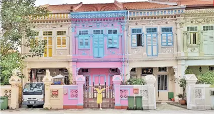  ??  ?? PERANAKAN SHOPHOUSES. Preserved pastel-colored houses, each with a story to tell.