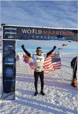  ?? Courtesy of Dorn Wenninger ?? Dorn Wenninger, 49, is attempting to run a marathon on all seven continents. The first event was in Antarctica.