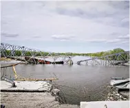  ?? Photo: AP ?? A railway bridge in the Donetsk region that Russia struck.