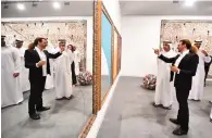  ?? — Wam ?? Shaikh Abdullah tours the galleries at Manarat Al Saadiyat on Wednesday, the opening day of Abu Dhabi Art.
