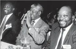  ??  ?? ANC TEAM: ANC leaders then and now, from the left, Cyril Ramaphosa, Nelson Mandela and Jacob Zuma at the Codesa talks in Johannesbu­rg