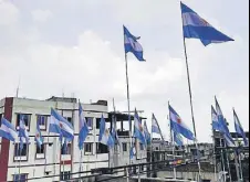  ?? AFP ?? Argentina flags installed on a rooftop on the outskirts of Dhaka.