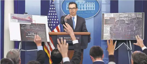  ?? OLIVIER DOULIERY/ AFP/ GETTY IMAGES ?? “Those who trade with North Korea do so at their own peril,” Steven Mnuchin says.