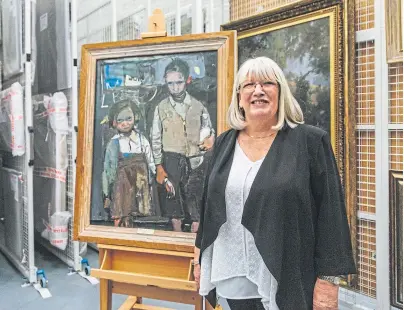  ??  ?? OUT OF THE PAST: Margaret Livingston­e with the 1955 portrayal of herself and brother Alan by Joan Eardley