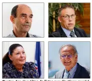  ?? (Photos D. Leriche) ?? Quatre des cinq têtes de listes aux élections municipale­s se sont opposées en justice. Jean-Paul Joseph, réélu maire (en haut à gauche), Pierre Lerat, Muriel Fiol et Marc Bayle (en bas à droite).