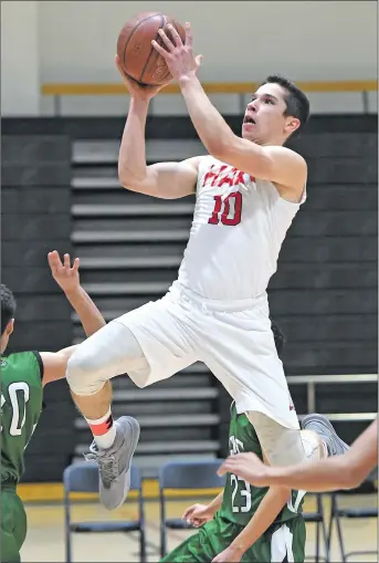  ?? Jayne Kamin-Oncea/For The Signal ?? Hart basketball’s Whitten Dominguez shoots the ball in a game against Granada Hills Charter last season. Dominguez is one of the five returning seniors for the Indians.