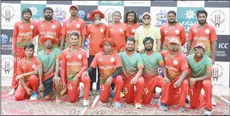  ??  ?? Maldives pose for a group photo during the second day of the ICC World Twenty20 Asia Qualifier ‘A’ match.