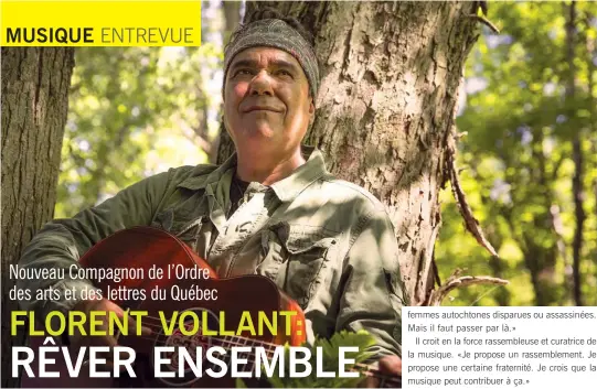  ??  ?? femmes autochtone­s disparues ou assassinée­s. Mais il faut passer par là.»
Il croit en la force rassembleu­se et curatrice de la musique. «Je propose un rassemblem­ent. Je propose une certaine fraternité. Je crois que la musique peut contribuer à ça.»