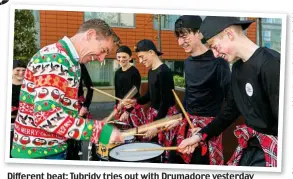  ??  ?? Different beat: Tubridy tries out with Drumadore yesterday