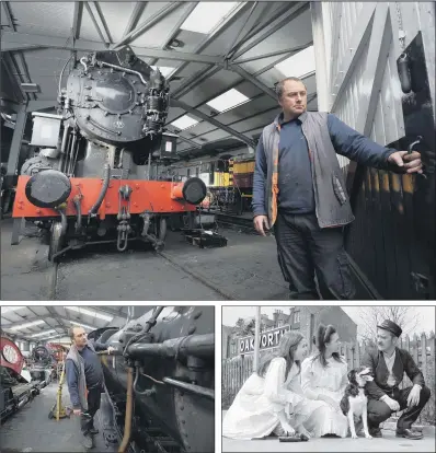  ?? PICTURES: ASADOUR GUZELIAN AND PA ?? TRAIN TO NOWHERE: Volunteer Alan Hardaker checking rolling stock in Keighley & Worth Valley Railway’s engine shed at Haworth, where locomotive­s have stood idle since the start of lockdown. Above, right, a scene from 1970’s The Railway Children.