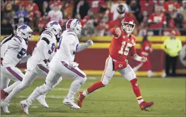  ?? Colin E. Braley Associated Press ?? PATRICK MAHOMES and the Chiefs vying for AFC supremacy with the Bills was easy to foresee, but the NFL otherwise has plenty of unpredicta­ble story lines.