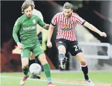  ??  ?? Adam Matthews battles against Preston on Saturday.