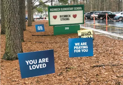  ?? DENISE LAVOIE/AP ?? Special education experts were perplexed by Richneck Elementary allowing parents of a 6-year-old to be in the classroom every day. The boy is accused of shooting his first grade teacher on Jan. 6.