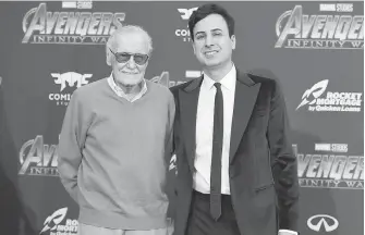  ?? JORDAN STRAUSS, INVISION, VIA AP ?? Stan Lee, left, and Keya Morgan at the April 23 world première of Avengers: Infinity War in Los Angeles.