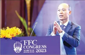  ?? FFC ?? FFC head Sao Sokha vows to step down from his post if the Cambodian U22 team cannot get through the Group A qualifiers of the SEA Games, on May 5.