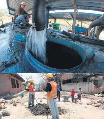  ?? FOTO: JOHNY MAGALLANES ?? (1) el vital líquido será distribuid­o a las zonas altas de la cavital a través de camiones cisterna que alquilarán las autoridade­s del Sanaa. (2) en altos de Villa adela ya se instalaron las tuberías.