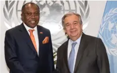  ??  ?? PAULO MULAZA | EDIÇÕES NOVEMBRO Manuel Augusto e António Guterres na sede da ONU