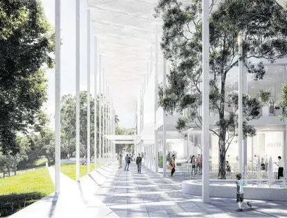  ?? Photos by Kevin Daly Architects ?? Houston Endowment has chosen Los Angeles-based Kevin Daly Architects, with TLS Landscape Architectu­re and Productora, to design its new office building planned on a parcel near Spotts Park.