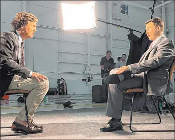  ?? Fox News ?? Kyle Rittenhous­e, right, sits for an interview with Fox News host Tucker Carlson.