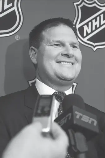  ?? ERNEST DOROSZUK ?? Buffalo Sabres GM Jason Botterill hopes fans are “ecstatic” about the team winning the No. 1 pick at the NHL draft. It’s only the third time in franchise history the Sabres have had the chance to do so.