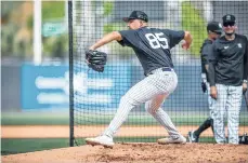  ?? /TWITTER N.Y. YANKEES. ?? Néstor Cortés hizo 24 lanzamient­os en una sesión de bullpen, la primera vez que lanza desde que fue diagnostic­ado con una distensión de Grado 2, que causó su salida del roster de Estados Unidos para el Clásico Mundial. “Estoy intentando evitar empeorarlo”, comentó el zurdo.