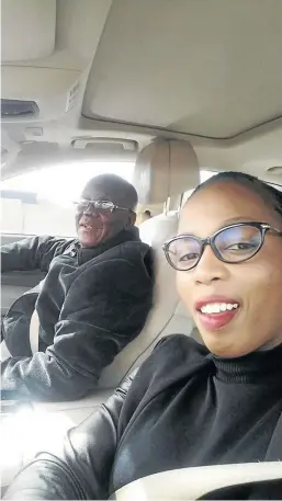 ??  ?? Doctor Godfrey Sankubele Dire in his car with Malibyane Maoeng, who was last seen with the deceased.