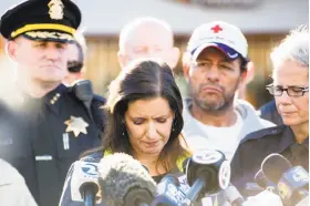  ?? Noah Berger / Special to The Chronicle 2016 ?? Oakland Mayor Libby Schaaf, shown at a news conference after the Ghost Ship fire, put hiring fire inspectors on the fast track after the latest deadly blaze.