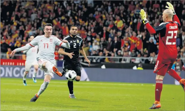  ??  ?? GOLEADOR. Iago marcó el quinto gol de España a Argentina el pasado martes en el Wanda Metropolit­ano.