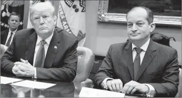  ?? EVAN VUCCI/AP ?? President Donald Trump said Tuesday that he feels “very badly, actually, for” Labor Secretary Alexander Acosta.