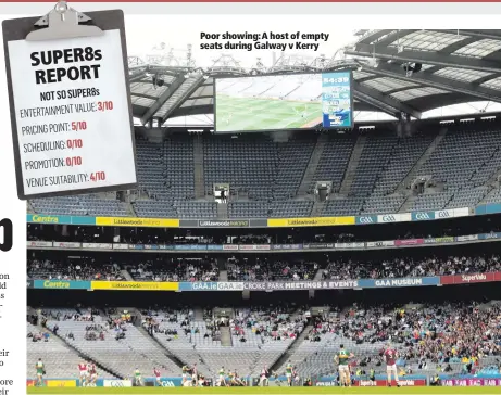  ??  ?? Poor showing: A host of empty seats during Galway v Kerry