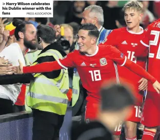  ?? PRESS ASSOCIATIO­N ?? &gt; Harry Wilson celebrates his Dublin winner with the fans