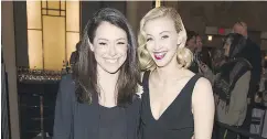  ??  ?? Actresses Tatiana Maslany and Sarah Gadon. Gadon won ACTRA Toronto’s 2016 Award of Excellence.