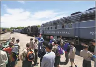  ?? Merlin Meyer-Mitchell / Contribute­d photo ?? Twenty-three Scouts earned the Railroadin­g Merit Badge at the Danbury Railway Museum over the weekend. They took a Metro-North train from Redding, where the Powahay-Scatacook STEM Camporee was being held. It had almost 500 campers from Cub Scouts and Scouts BSA.