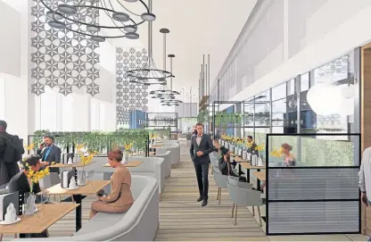  ??  ?? How the new-look Apex City Quay Hotel’s restaurant area could look.