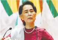  ?? SOE ZEYA TUN REUTERS/FILES ?? Aung San Suu Kyi, seen in 2017, spent 15 years in detention before becoming leader of Myanmar.