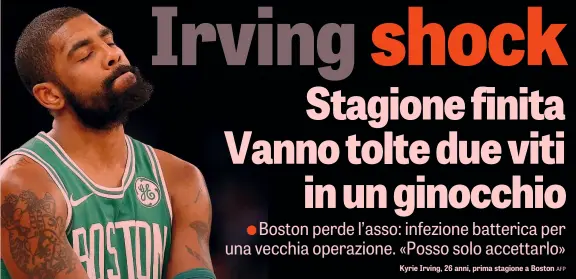  ??  ?? Kyrie Irving, 26 anni, prima stagione a Boston AFP