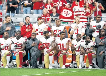  ?? ROSS D. FRANKLIN/THE ASSOCIATED PRESS FILE PHOTO ?? The NFL’s ruling reveals a double standard against Black players using their position politicall­y, Shree Paradkar writes.