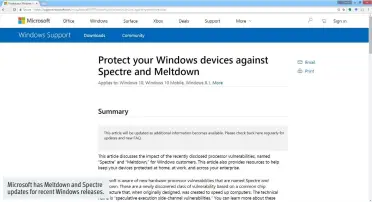  ??  ?? Microsoft has Meltdown and Spectre updates for recent Windows releases.