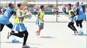  ?? (Pic: Lindokuhle Madlophe) ?? Action between REPS and Mankayane in the SBS Netball League, REPS won the match 114-8.