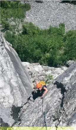  ??  ?? Above: Looking down at Alyssa Acchione on the fun first-pitch 5.7 corner