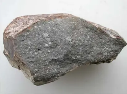  ?? © ?? Hoewel van het ‘droge type’, bevat deze meteoriet genoeg water om (samen met collega-ruimtekeie­n) ettelijke oceanen te vullen. L. Piani, museum of natural history Parijs