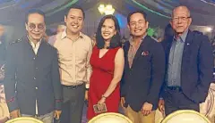  ??  ?? With (from left) Chief Presidenti­al Legal Counsel Sal Panelo, Puwersa ng Bayaning Atleta party-list Rep. Koko Nograles and wife Marseille and Defense Secretary Delfin Lorenzana.